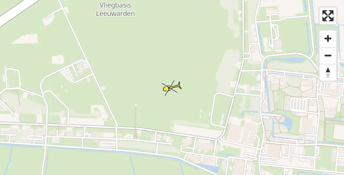 Vluchtroute Ambulancehelikopter van Vliegbasis Leeuwarden naar Vliegbasis Leeuwarden
