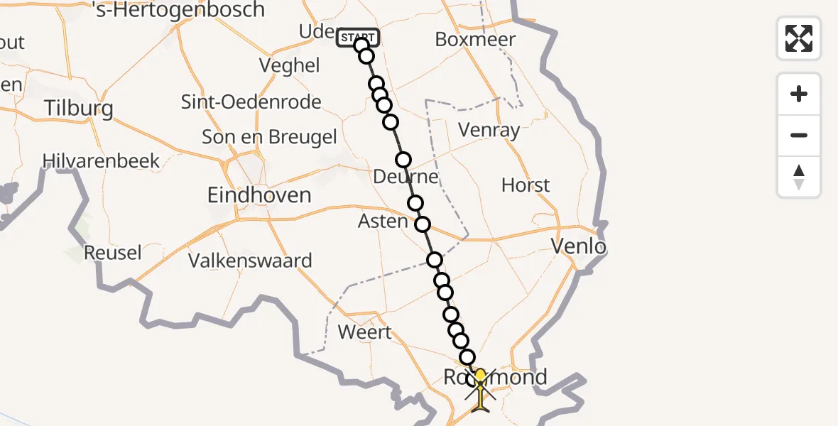 Routekaart van de vlucht: Lifeliner 3 naar Herten, Eekhoornlaan