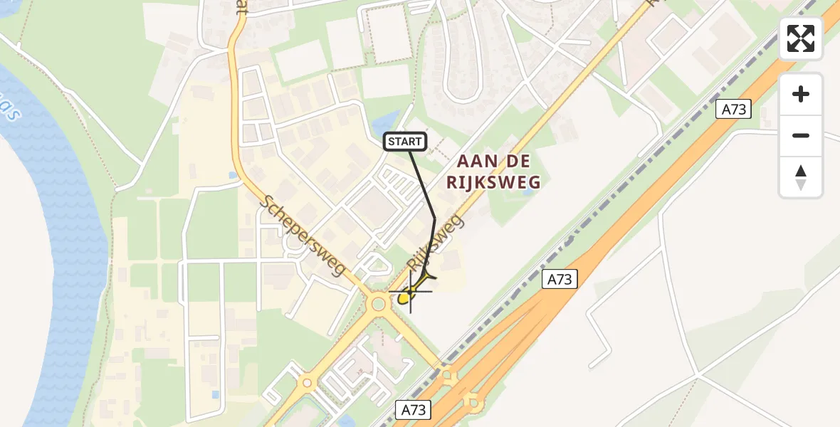 Routekaart van de vlucht: Lifeliner 3 naar Herten, Rijksweg