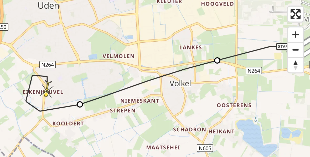 Routekaart van de vlucht: Lifeliner 3 naar Uden, Lagenheuvelstraat