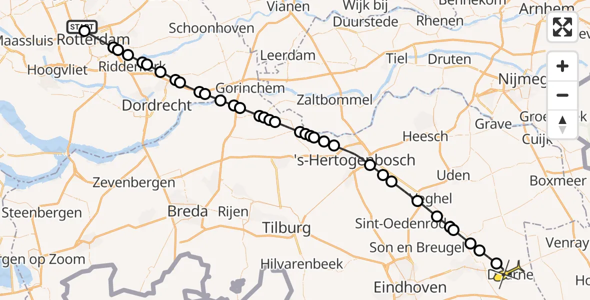Routekaart van de vlucht: Lifeliner 2 naar Deurne, Pilotenpad