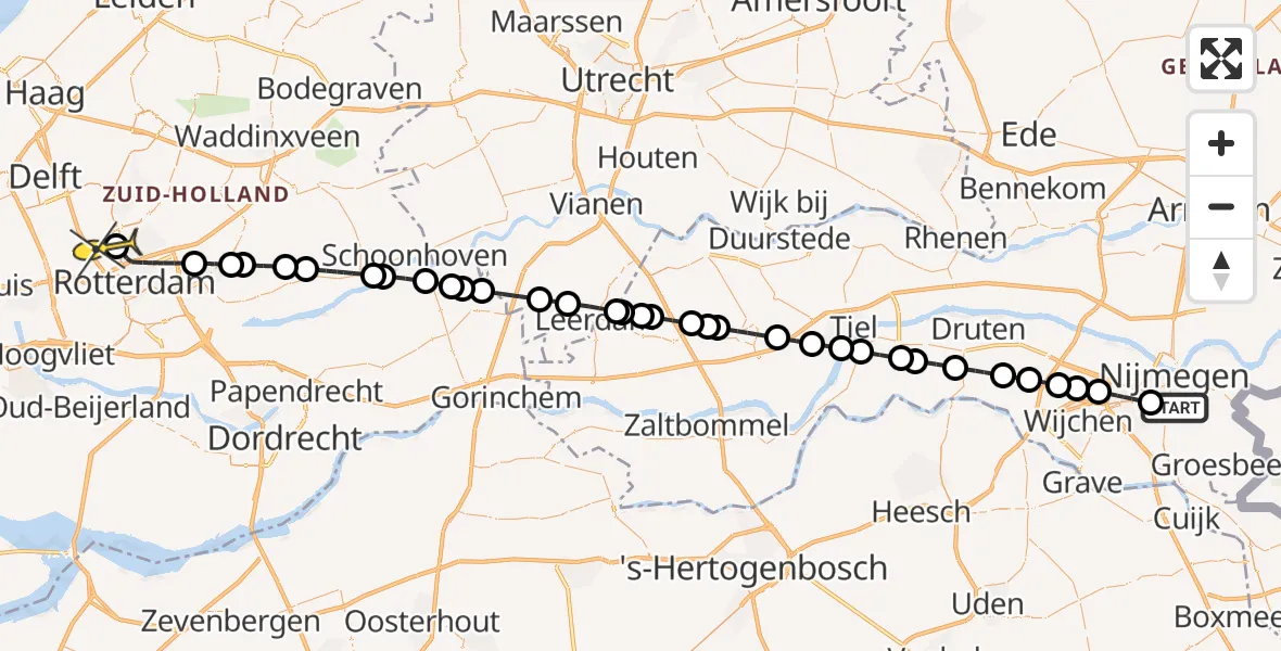 Routekaart van de vlucht: Lifeliner 2 naar Rotterdam The Hague Airport, IJsbeerstraat