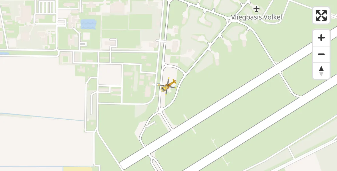 Vluchtroute Traumahelikopter van Vliegbasis Volkel naar Vliegbasis Volkel