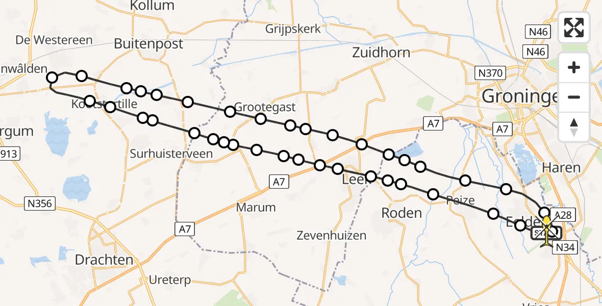 Routekaart van de vlucht: Lifeliner 4 naar Groningen Airport Eelde, Hoofdweg