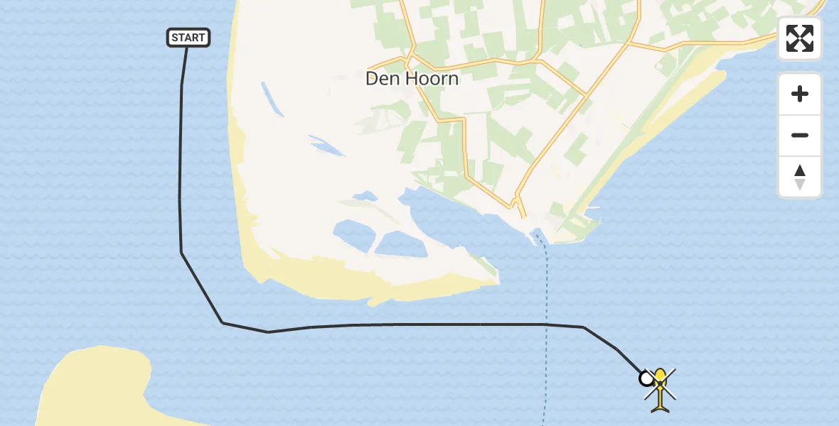 Routekaart van de vlucht: Kustwachthelikopter naar Den Helder, Molengat