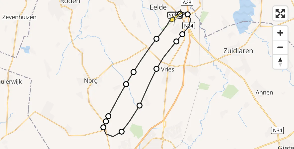 Routekaart van de vlucht: Lifeliner 4 naar Groningen Airport Eelde, Moespot