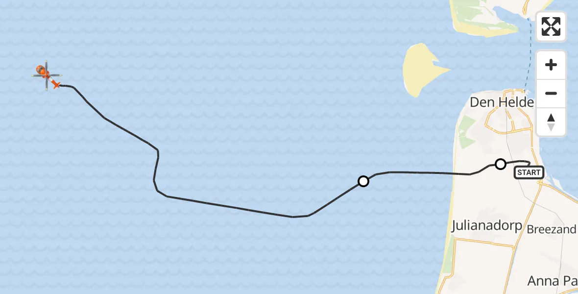 Vluchtroute Kustwachthelikopter Vliegveld De Kooy - , 04 juli 2024, 14:11