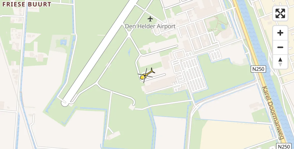Routekaart van de vlucht: Kustwachthelikopter naar Vliegveld De Kooy
