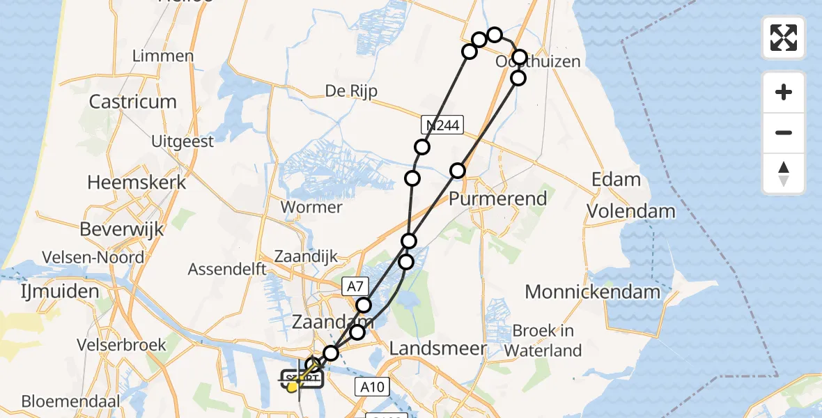 Routekaart van de vlucht: Lifeliner 1 naar Amsterdam Heliport, Hemkade