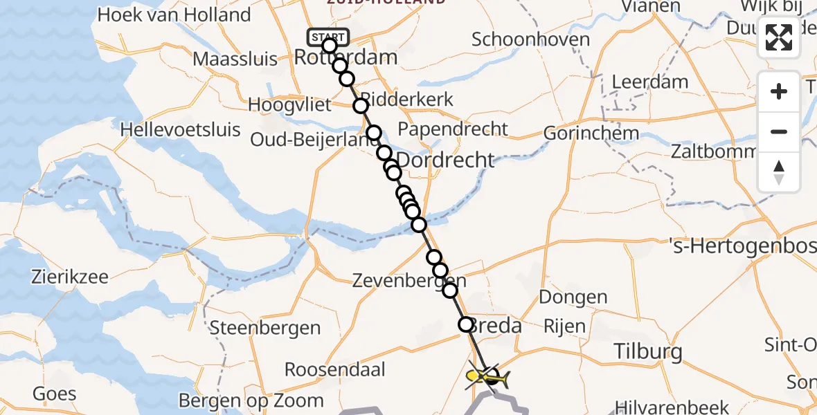 Routekaart van de vlucht: Lifeliner 2 naar Galder, Hertenheuvel