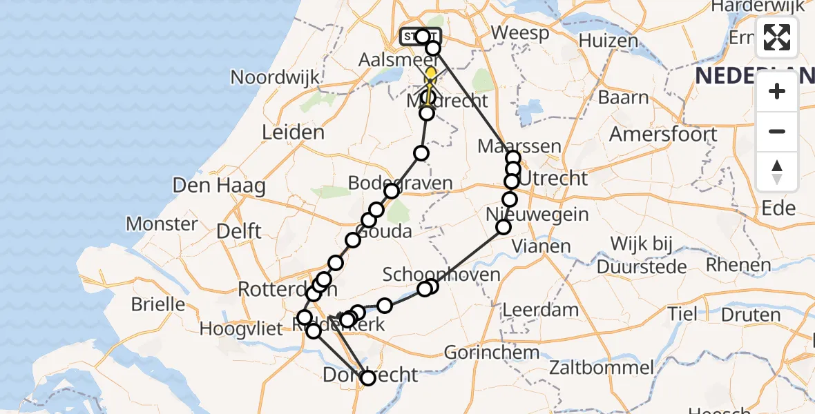 Routekaart van de vlucht: Politiehelikopter naar De Hoef, Schinkeldijkje