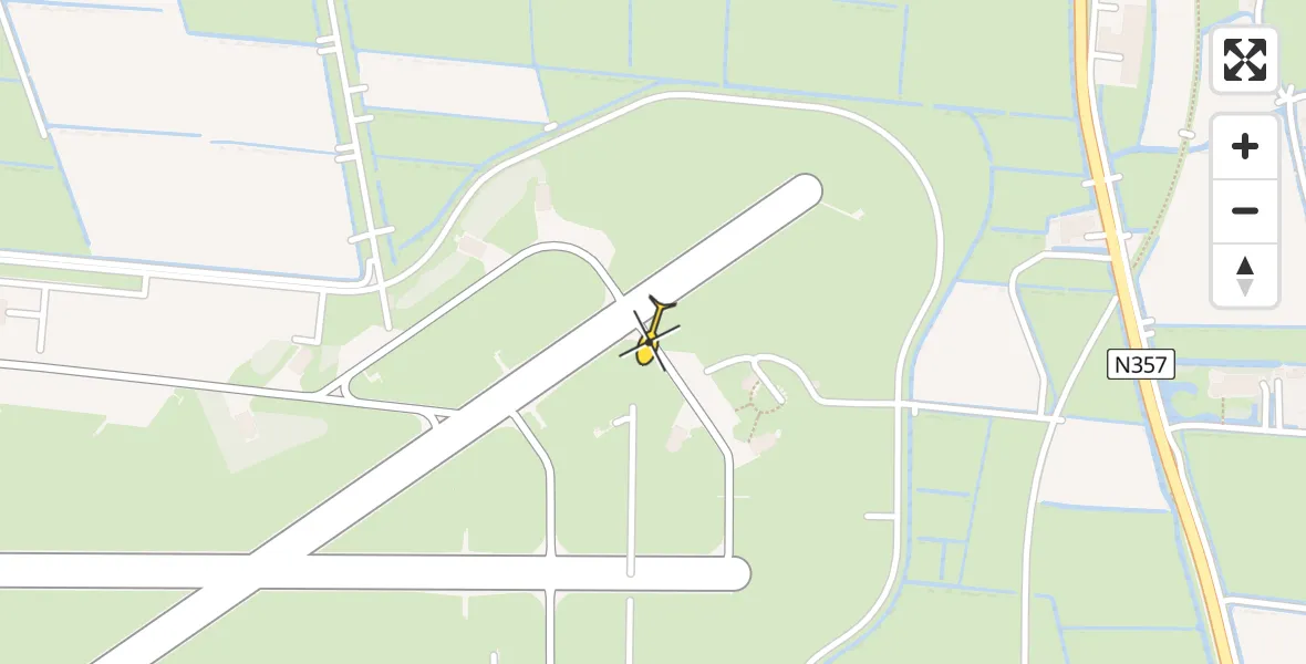 Vluchtroute Ambulancehelikopter van Vliegbasis Leeuwarden naar Vliegbasis Leeuwarden