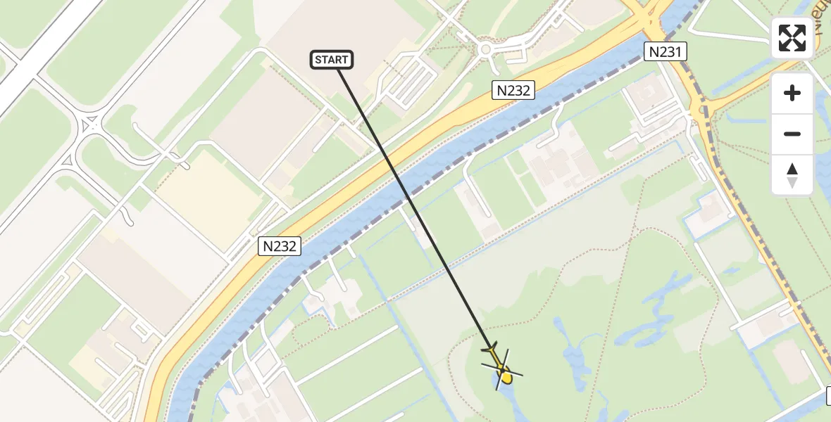 Routekaart van de vlucht: Politiehelikopter naar Aalsmeer, Kleine Bospad