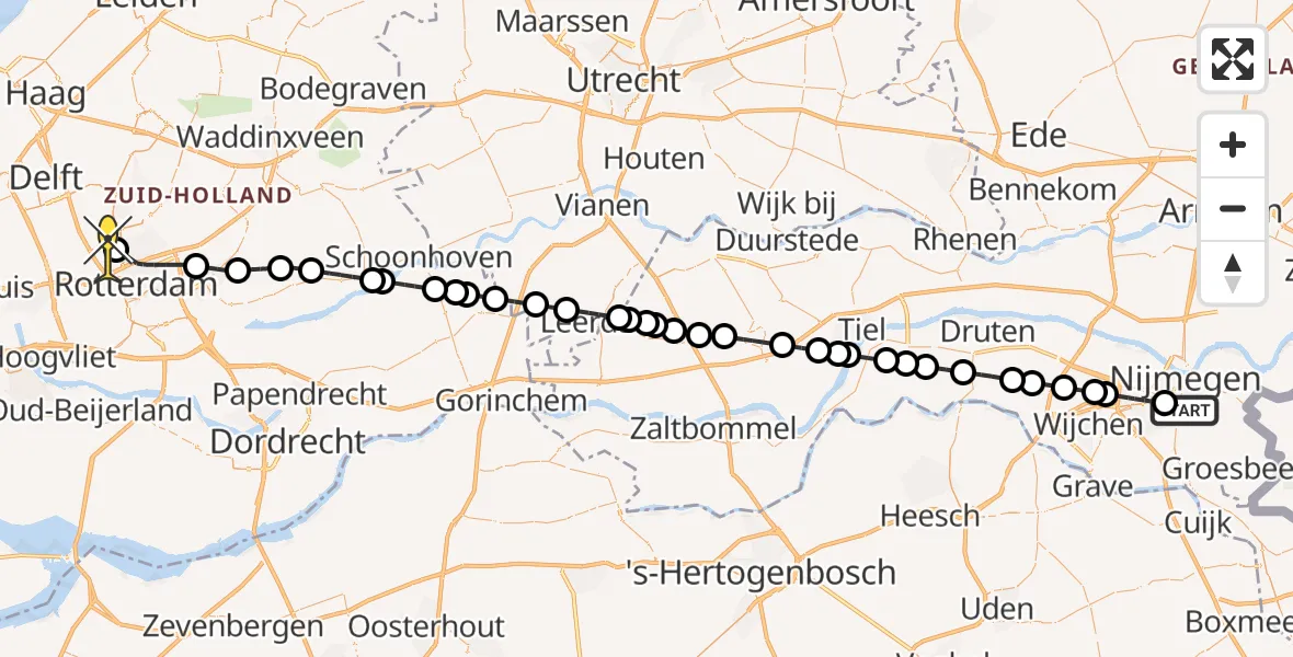 Routekaart van de vlucht: Lifeliner 2 naar Rotterdam The Hague Airport, Egelstraat