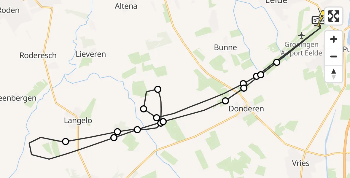 Routekaart van de vlucht: Lifeliner 4 naar Groningen Airport Eelde, Bongveen