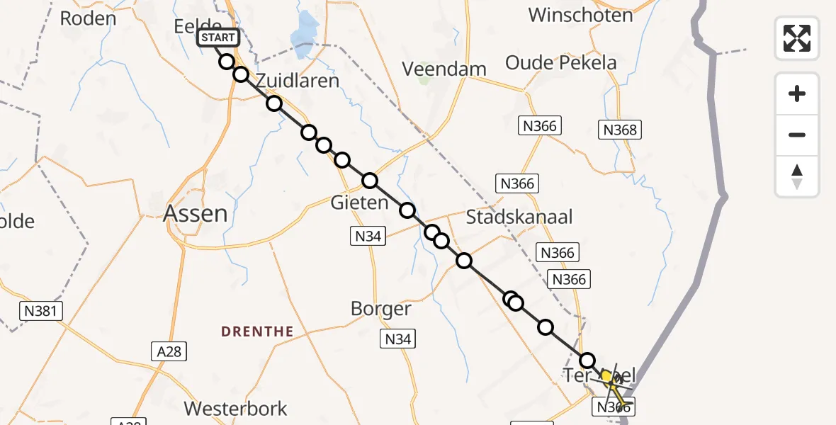 Routekaart van de vlucht: Lifeliner 4 naar Ter Apel, Breukenweg