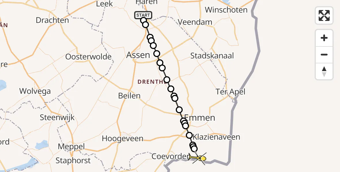 Routekaart van de vlucht: Lifeliner 4 naar Schoonebeek, Breukenweg