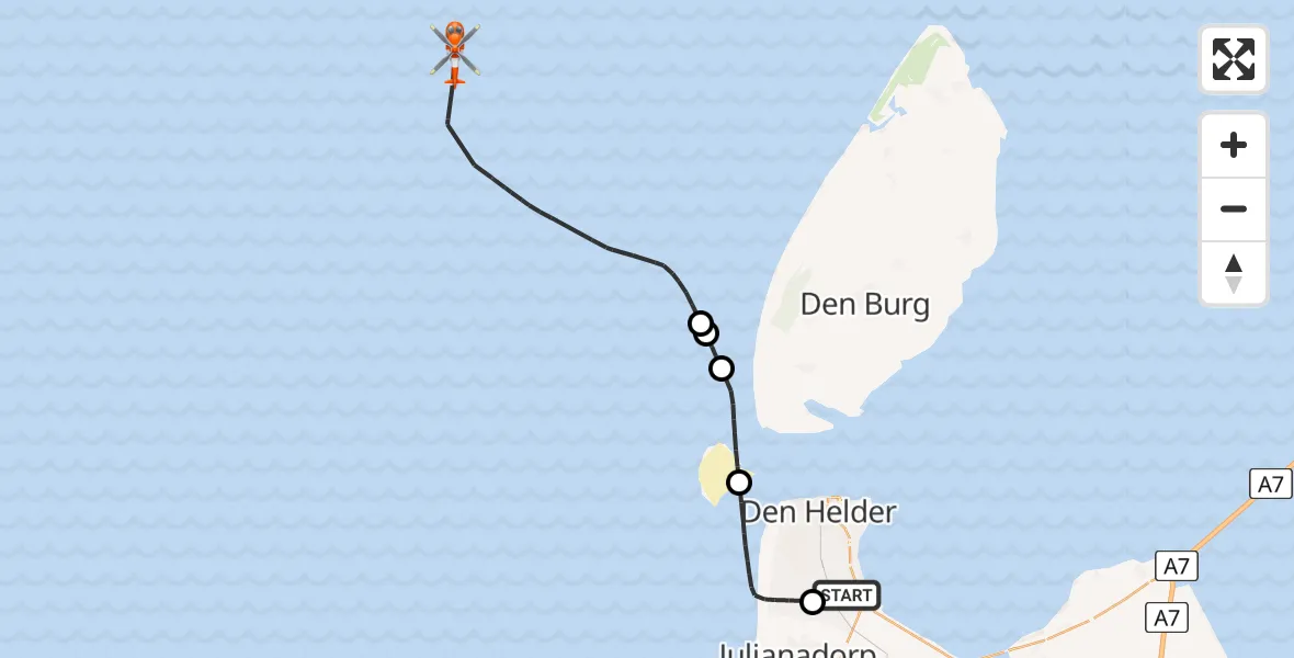 Vluchtroute Kustwachthelikopter Vliegveld De Kooy - , 06 juli 2024, 07:25