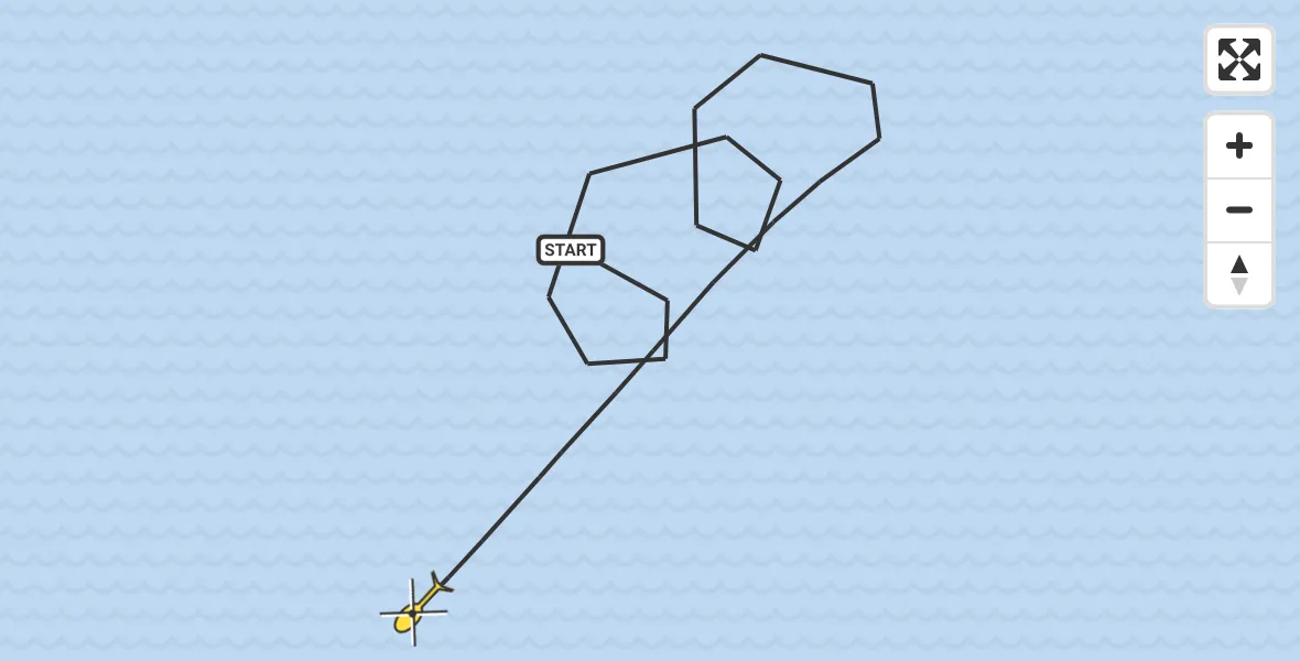 Routekaart van de vlucht: Kustwachthelikopter naar 
