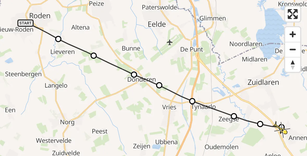 Routekaart van de vlucht: Lifeliner 4 naar Annen, Borglaan