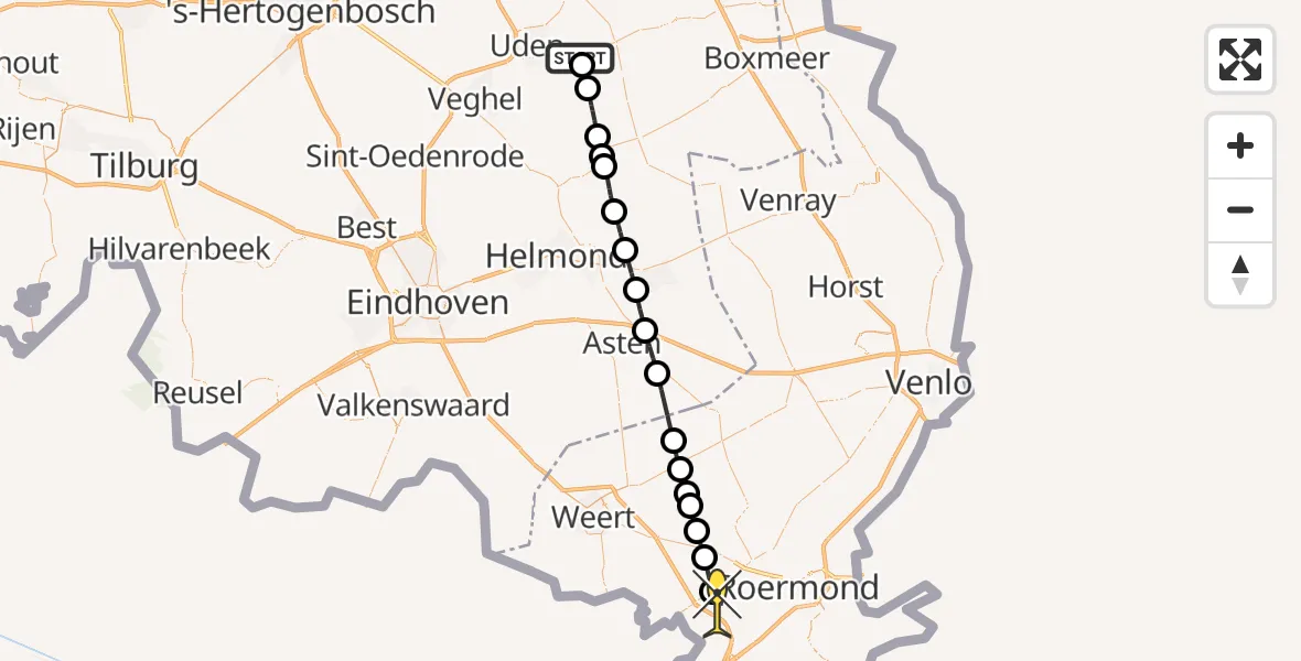 Routekaart van de vlucht: Lifeliner 3 naar Heel, Vogelstraat