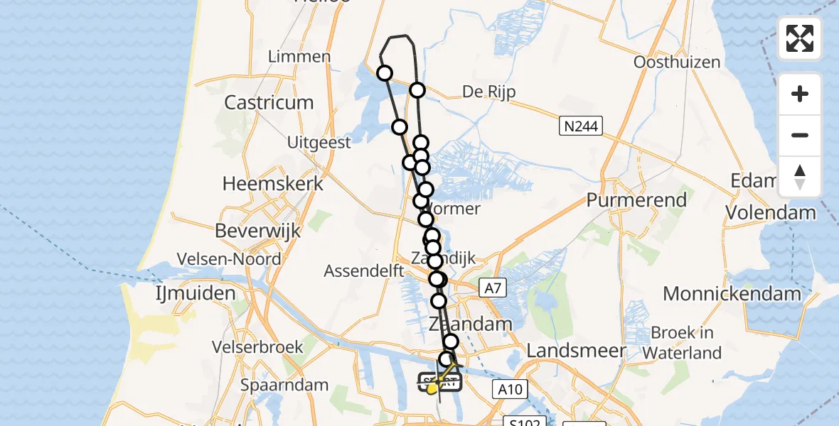 Routekaart van de vlucht: Lifeliner 1 naar Amsterdam Heliport, Westhaven