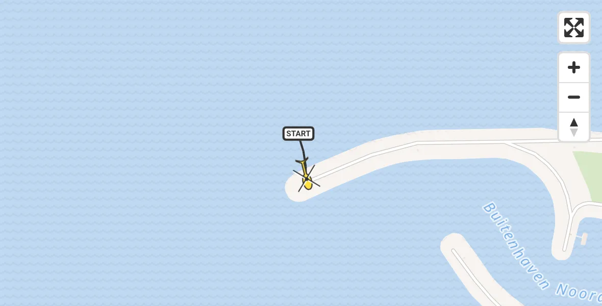 Routekaart van de vlucht: Kustwachthelikopter naar Vrouwenpolder, Noordelijke Pier
