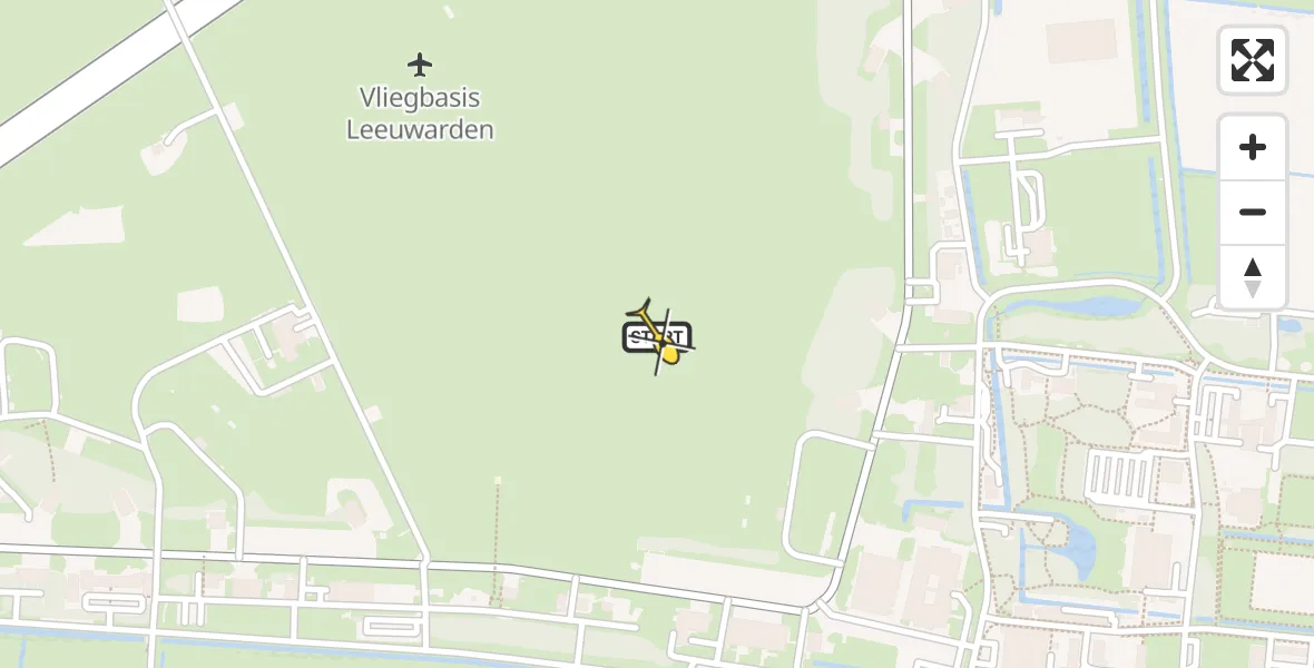 Vluchtroute Ambulancehelikopter van Vliegbasis Leeuwarden naar Vliegbasis Leeuwarden