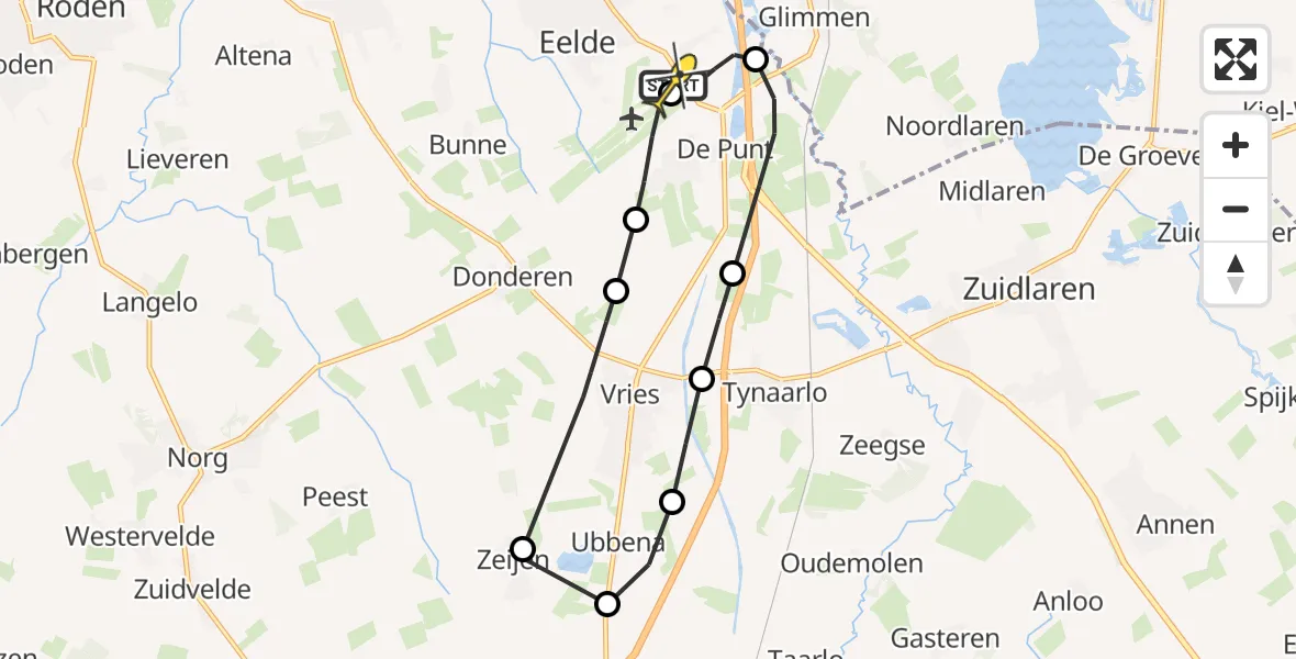 Routekaart van de vlucht: Lifeliner 4 naar Groningen Airport Eelde, Vissersweg