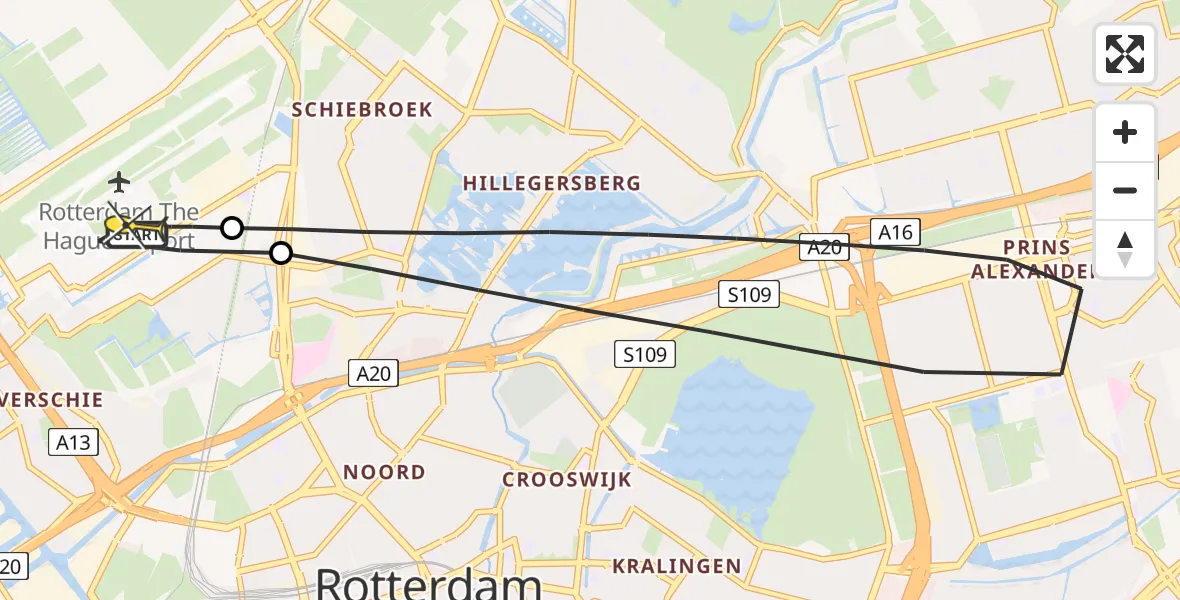 Routekaart van de vlucht: Lifeliner 2 naar Rotterdam The Hague Airport, Zestienhoven