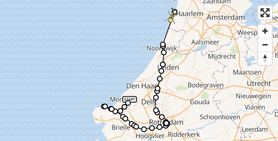 Routekaart van de vlucht: Politiehelikopter naar Zandvoort, Burgemeester Elsenweg