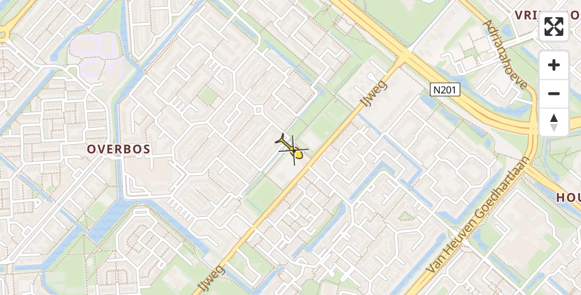 Routekaart van de vlucht: Politiehelikopter naar Hoofddorp