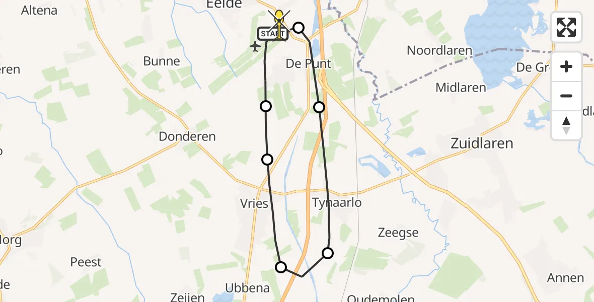 Routekaart van de vlucht: Lifeliner 4 naar Groningen Airport Eelde, Norgerweg