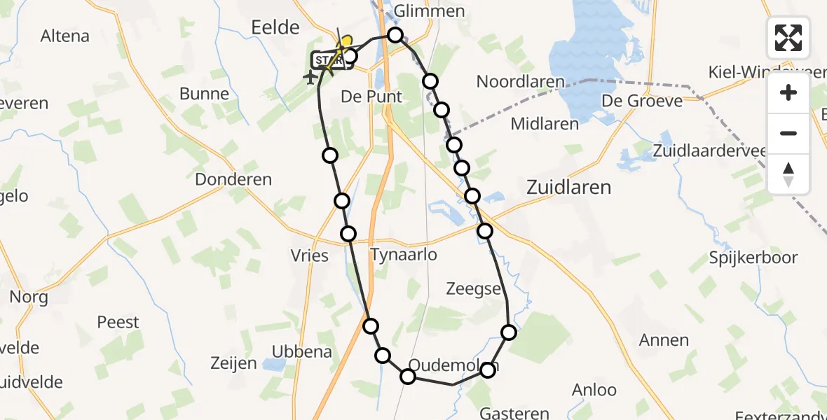 Routekaart van de vlucht: Lifeliner 4 naar Groningen Airport Eelde, Moespot