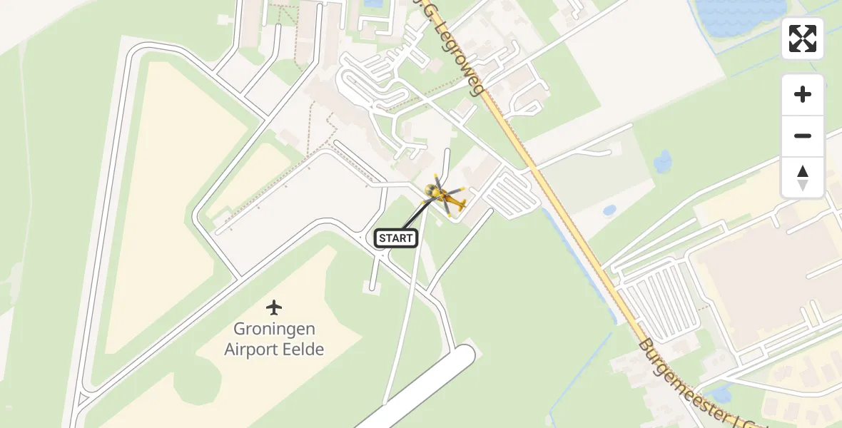 Vluchtroute Traumahelikopter Groningen Airport Eelde - Groningen Airport Eelde, 07 juli 2024, 05:47