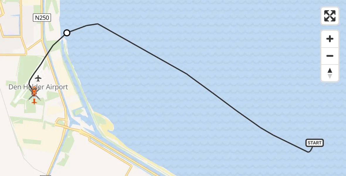 Vluchtroute Kustwachthelikopter Den Helder - Vliegveld De Kooy, 07 juli 2024, 09:38