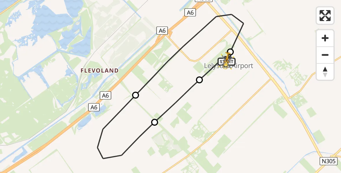 Vluchtroute Traumahelikopter Lelystad Airport - Lelystad Airport, 07 juli 2024, 09:43