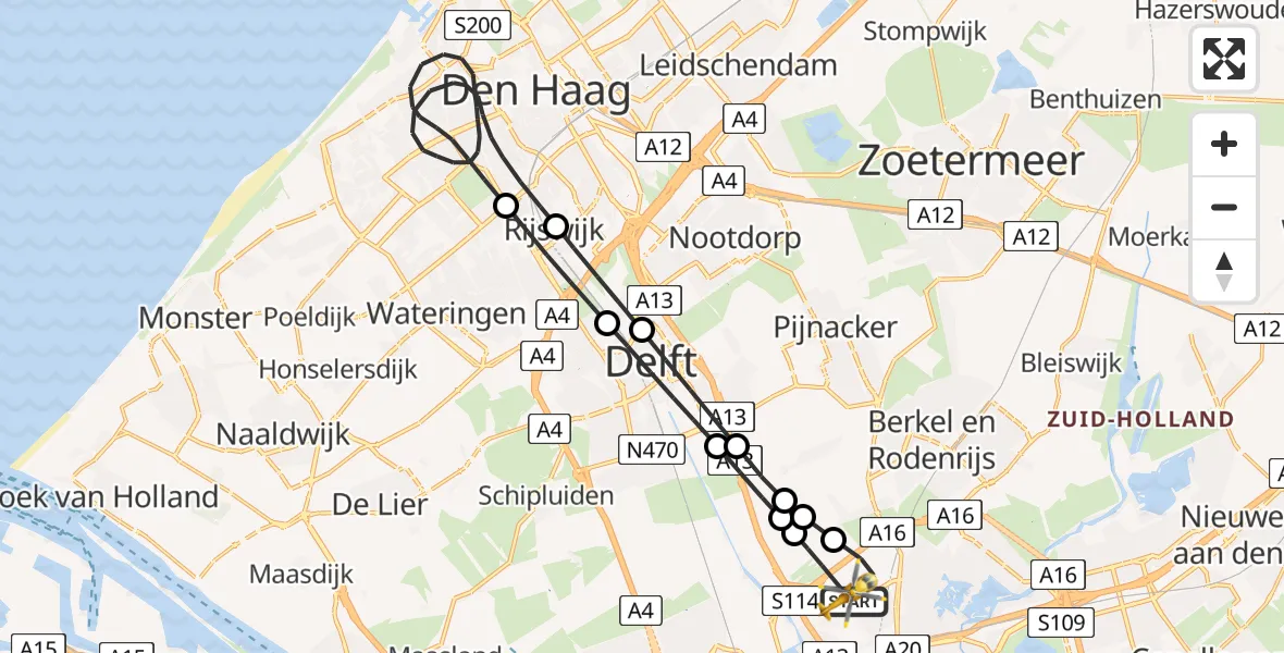 Vluchtroute Traumahelikopter Rotterdam The Hague Airport - Rotterdam The Hague Airport, 07 juli 2024, 11:41