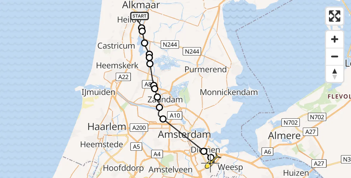 Routekaart van de vlucht: Lifeliner 1 naar Amsterdam, Fluorietweg