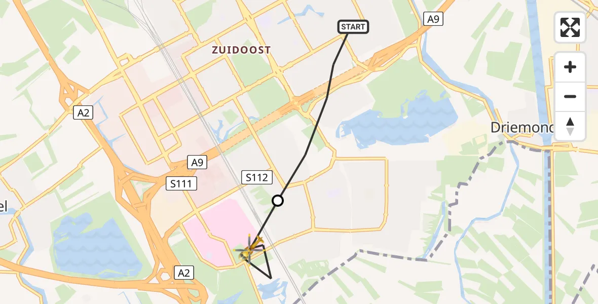 Vluchtroute Traumahelikopter Amsterdam - Academisch Medisch Centrum (AMC), 07 juli 2024, 13:27