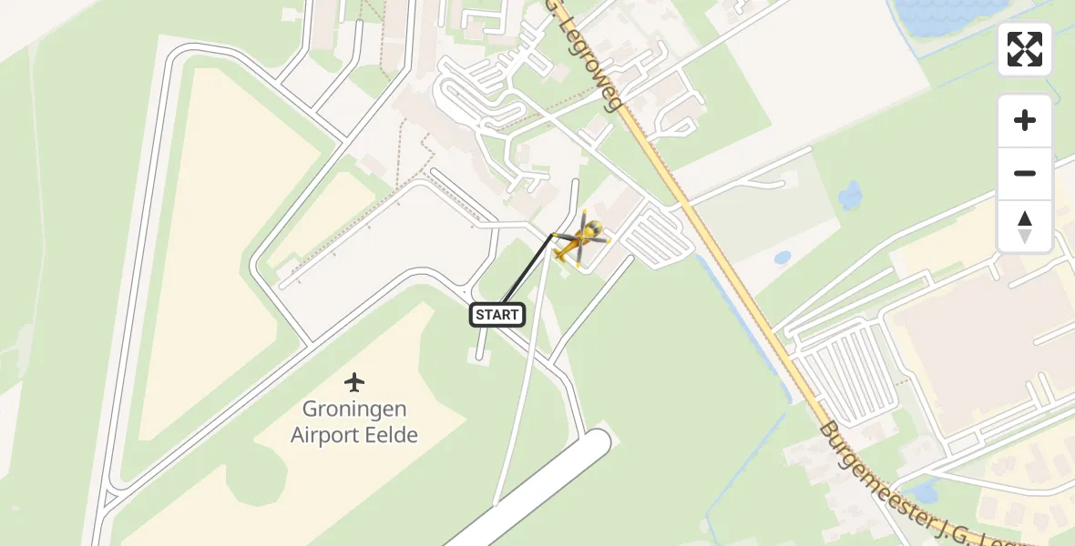 Vluchtroute Traumahelikopter Groningen Airport Eelde - Groningen Airport Eelde, 07 juli 2024, 13:54