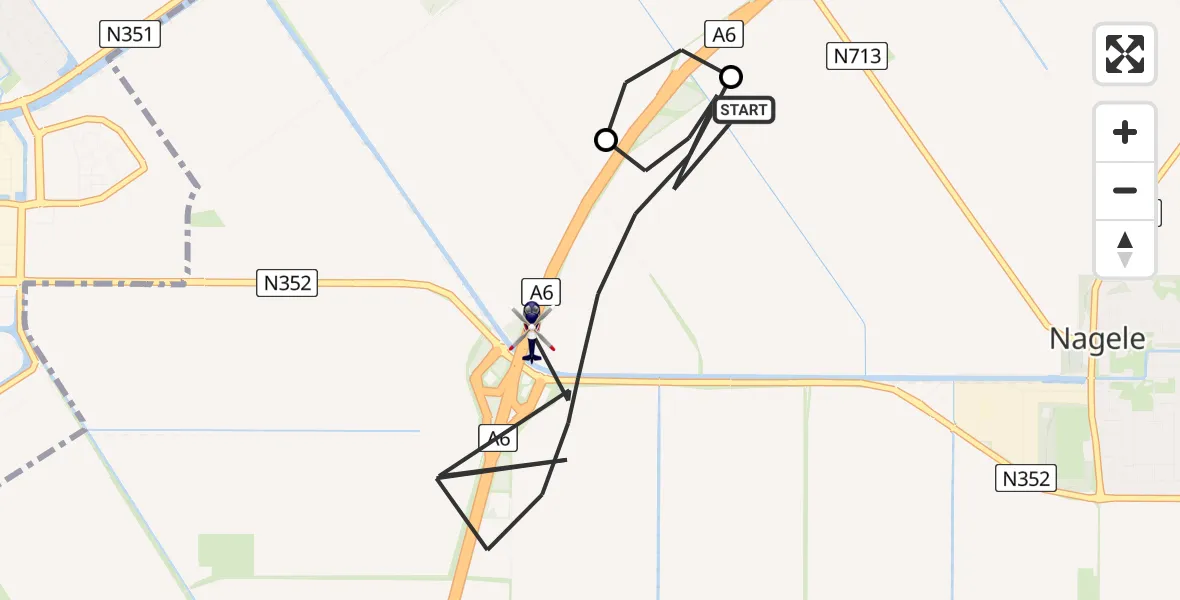 Vluchtroute Politiehelikopter Nagele - Nagele, 07 juli 2024, 16:33