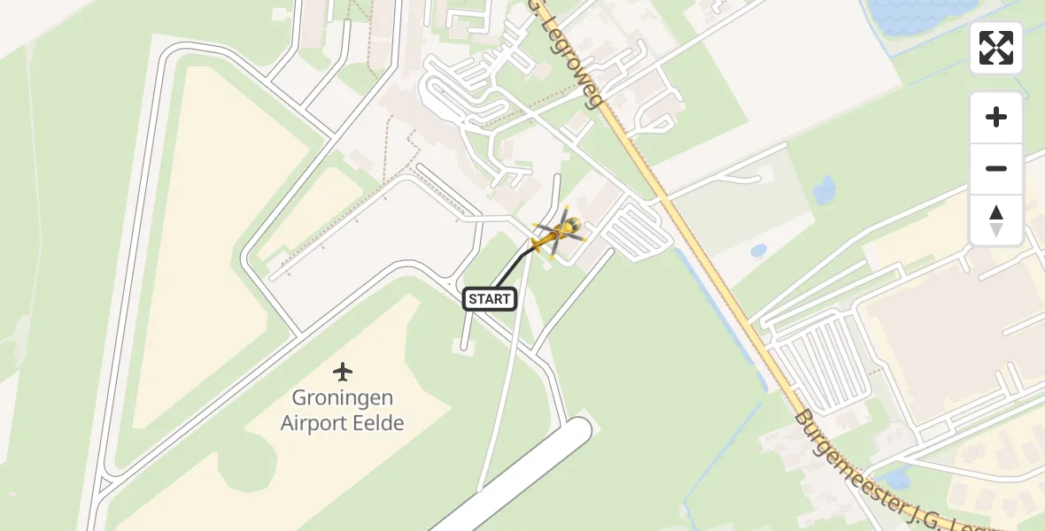 Vluchtroute Traumahelikopter Groningen Airport Eelde - Groningen Airport Eelde, 07 juli 2024, 20:21