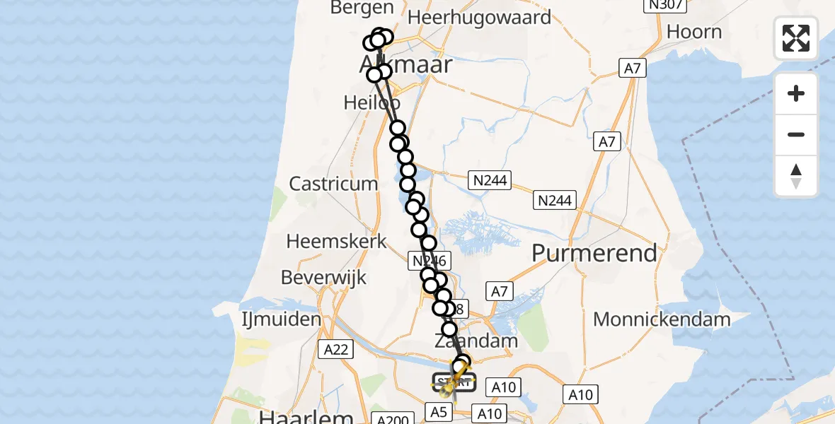 Vluchtroute Traumahelikopter Amsterdam Heliport - Amsterdam Heliport, 07 juli 2024, 20:55