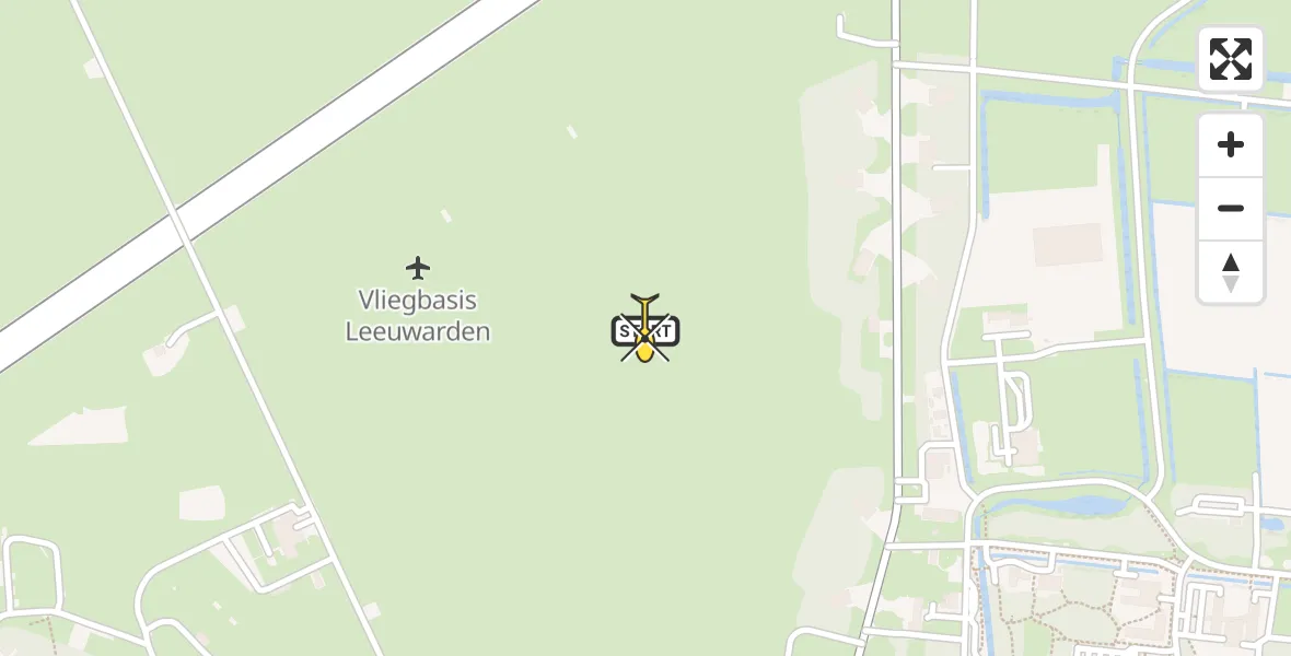 Vluchtroute Ambulancehelikopter van Vliegbasis Leeuwarden naar Vliegbasis Leeuwarden
