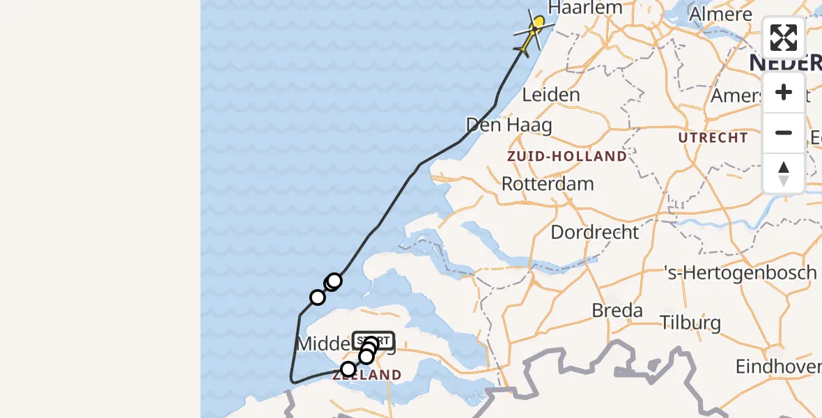 Routekaart van de vlucht: Politieheli naar Postweg