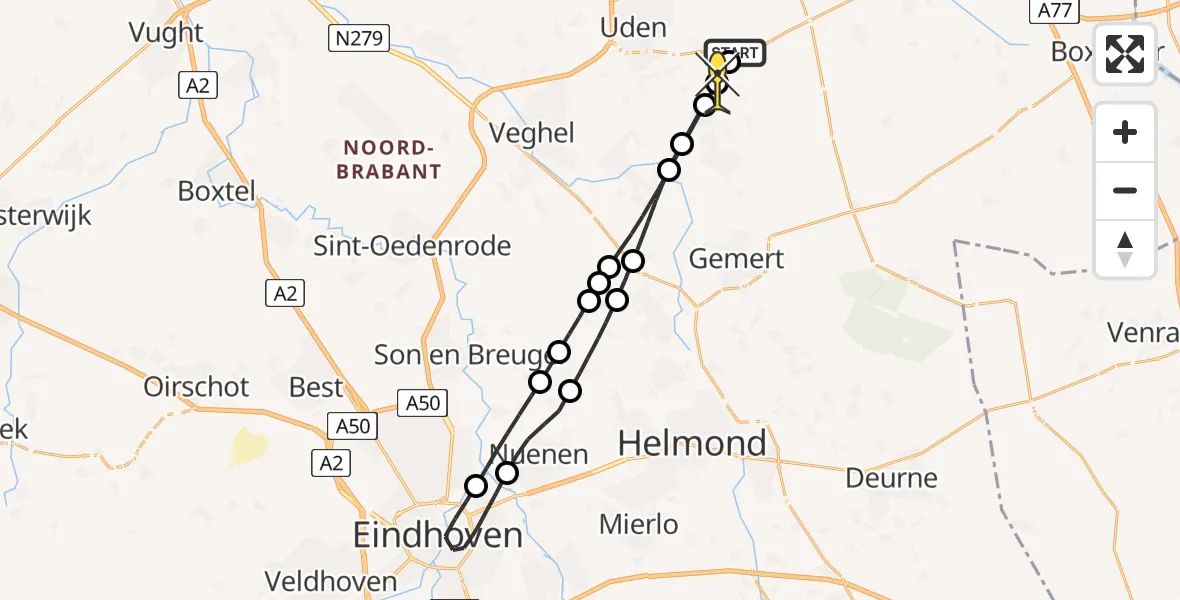 Routekaart van de vlucht: Lifeliner 3 naar Volkel, Oosterheidestraat