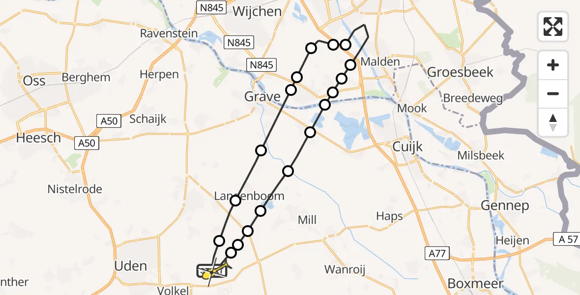 Routekaart van de vlucht: Lifeliner 3 naar Vliegbasis Volkel, Houtvennen