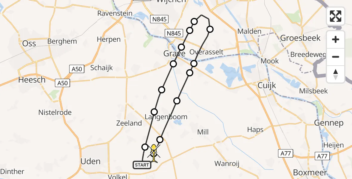 Routekaart van de vlucht: Lifeliner 3 naar Volkel, Houtvennen