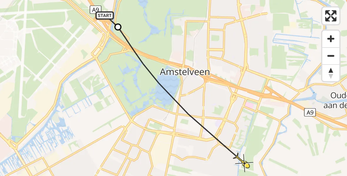 Routekaart van de vlucht: Politieheli naar Amstelveen, Burgemeester van Sonweg